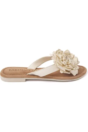 Lazamani Slippers Dames 33.517 Off-White 38 Leer