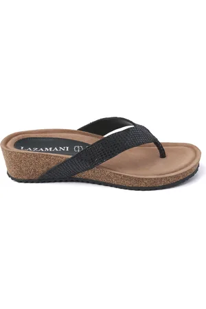 Lazamani Slippers Dames 75.485 Black Leer