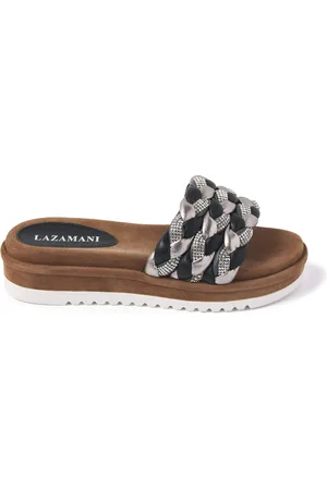 Lazamani Slippers Dames 75.302 Black Leer