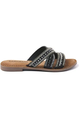 Lazamani Slippers Dames 75.474 Black 38 Leer