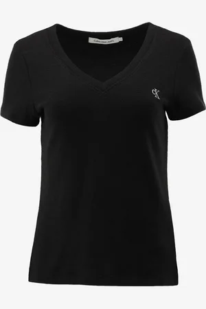 Calvin Klein T-shirt slub rib v-neck top
