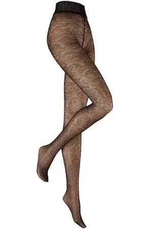 Kunert Zwarte 30 den panty met bloemmotief maat 40/42