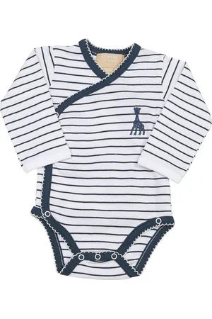 Sophie de Giraf Romper - - met blauwe streep - met sierrandje - 3 Maanden - 60cm