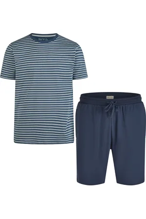 Phil & Co. Berlin Heren Shortama Korte Pyjama Katoen Blauw / Grijs Gestreept