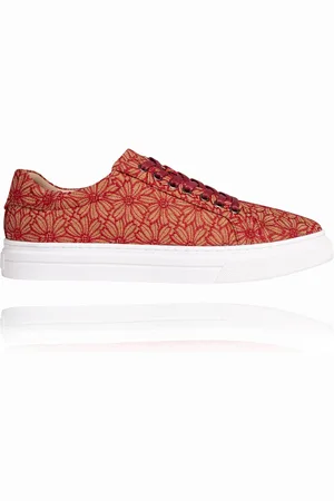 Lureaux Red Cork Flower Sneakers -