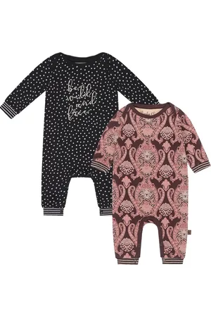 Charlie Choe 2pack - Navy - - Boxpak - Salopette - Kruippakje - Babypakje - Jumpsuit - Geboortepakje - Romper - Stippen - Figuren