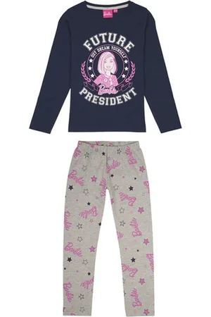 Mattel Barbie pyjama - kind - lange mouw - maat 122/128 - blauw/roze