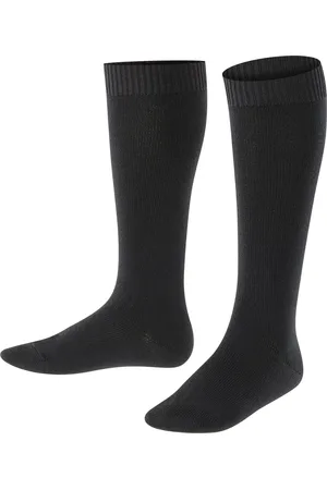 Falke Comfort Wool warme dikke merinowol kniekousen kinderen zwart