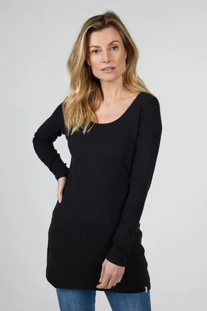 DIDI Dames Extra long tee Leija in Black maat 48