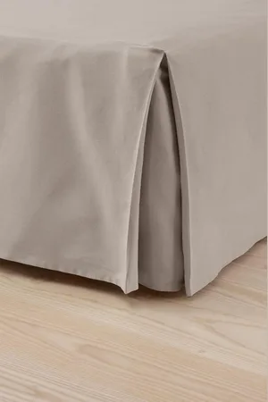Merkloos Colour bedrok - 100% hoogwaardig biologisch katoen - grijsbeige - 90 x 200 cm - extra lange bedrok - Jotex Corner Bed Skirt