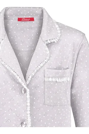 Hanssop Exclusief Luxueus Kinder nachtkleding Luxe mooie zacht hartjes Girly Pyjama van met verfijnde kant rand details en een luxe kraag verwerking, Meisjes Pyjama, zacht hartjes ajour design, maat 116