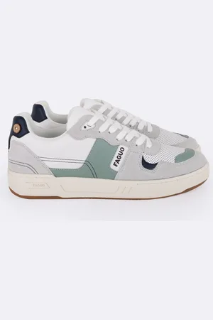 Faguo Sneaker - White & green baskets leather and suede - model ceiba
