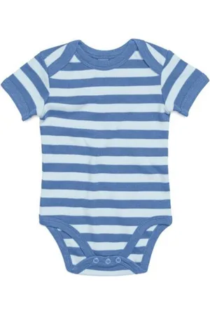 Babybugz Baby romper gestreept blauw maat 0-3 mnd Short Sleeve Bodysuit