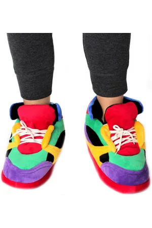 Merkloos Pluche clownschoenen/sneakers sloffen/pantoffels voor kinderen XS maat 29-33 - Regenboog/sneakers sloffen