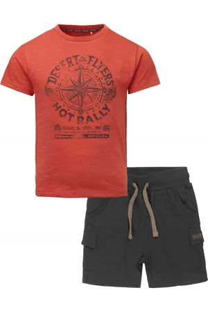 DJ Dutchjeans Noppies - - Kledingset - 2DELIG - Broek Jogging short Anthracite - Shirt Garden Grove Hot Sauce
