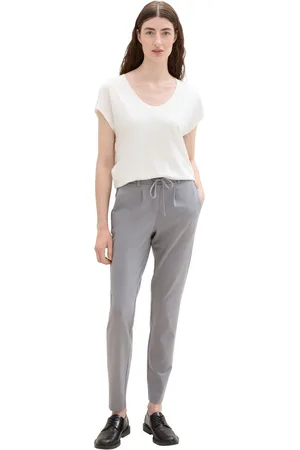 TOM TAILOR Dames Chino Broek JERSEY LOOSE ANKLE comfort/relaxed Grijs 40W / 30L Volwassenen