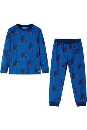 vidaXL Kinderpyjama - met - lange - mouwen - 128 - petroleumkleurig