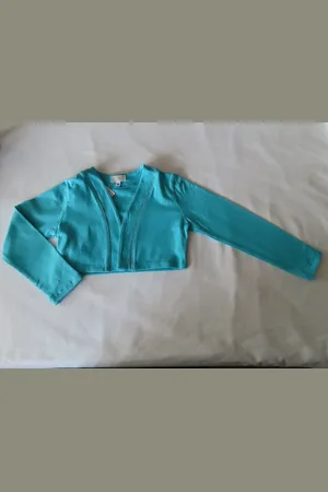 Merkloos Bolero - Kort gilet - Meisjes - Azur blauw - Effen - 4 jaar 104