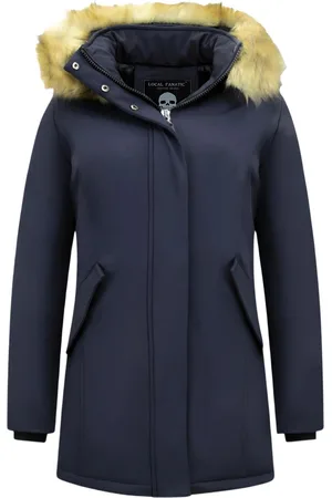 Matogla Dames Winterjas - Winterjas Dames Bontkraag - Slim Fit - Blauwe Jas