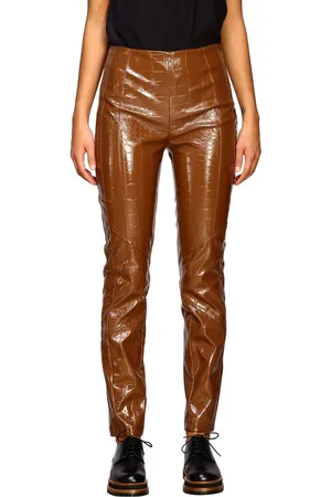 Pinko • bruine faux lakleren pantalon • maat 38 (IT44)