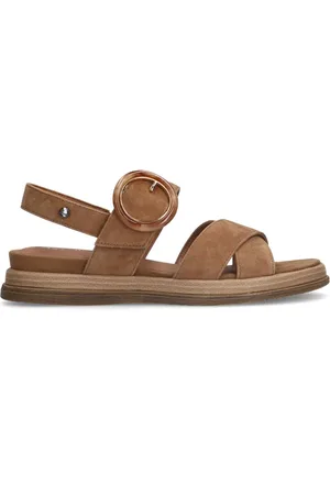 No Stress Dames - suède plateau sandalen met gesp