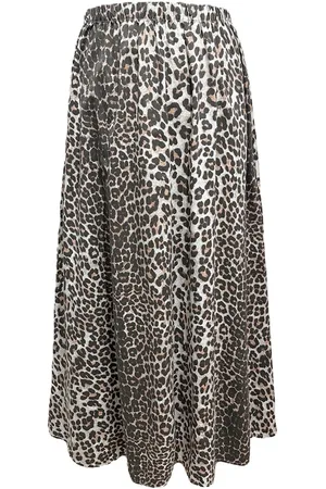 Merkloos Dilena fashion rok lang katoen luipaard