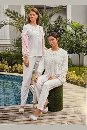 Merkloos Pyjama- Luxe 3-delige set- Fluweel Pyjama- Dames vrije tijdskleding- Pyjama set Jar Pierre311- kleur