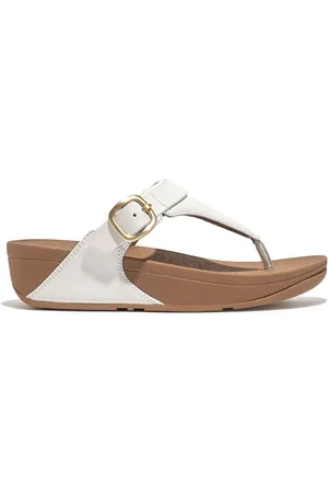 FitFlop Slipper Lulu Adjustable Leather Toe-Post Urban White
