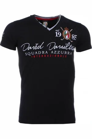 DAVID COPPER Italiaanse T-shirt - Korte Mouwen Heren - Borduur Squadra Azzura