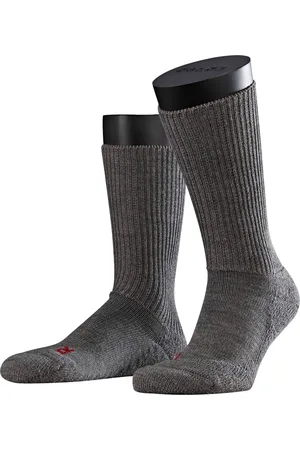 Falke Walkie Ergo ademend hoge kwaliteit verwarmend thermo met elastiek warme dikke trekking hoog lang Merinowol Grijs Unisex sokken
