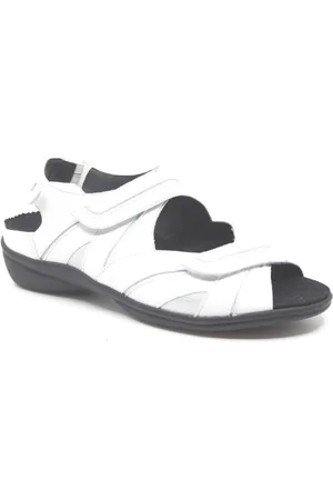 Durea 7390 219 8255, Witte brede dames sandalen met klittenband sluiting