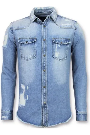 Enos Lange Spijkerblouse - Denim Overhemd Heren