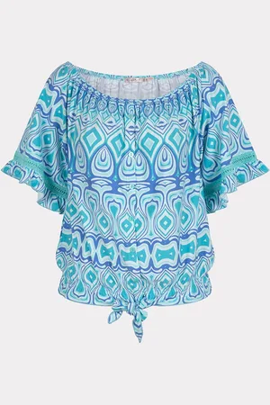 Esqualo Blouse knot graphic blues 999