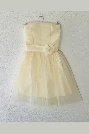Merkloos Galajurk - Feestjurk - Bruidsmeisjes jurk - met tule - champagne - maat 140 t/m 158