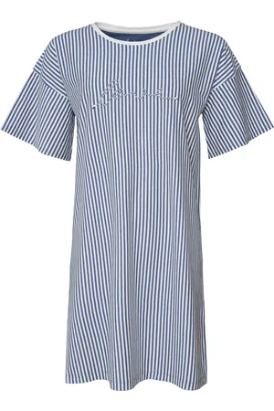 by Louise Dames Nachthemd Korte Mouw Gestreept Big Shirt
