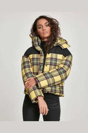 Urban classics Damen Winterjacke Ladies AOP 2-Tone Puffer Jacket Brightyellow/Black-S
