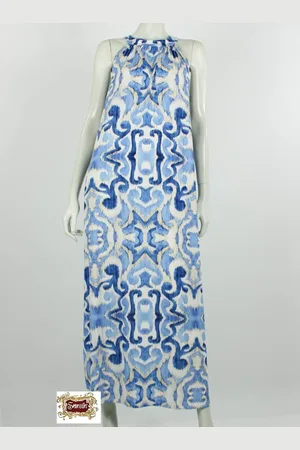 Merkloos Halterjurk - Maxi - Sevilla - Blauw - One Size (