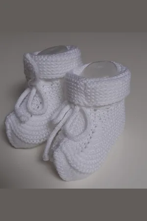 Mac Gebreide Basis Slofjes | Unisex | Wit | Newborn | Strikveter | PA42