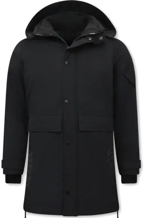Enos Heren Parka Winterjas - Lange Winterjas Heren - Gewatteerde Jassen - 9803 - Zwarte Jas