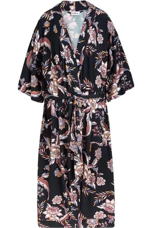 Cyell PAGODA longsleeve Kimono - Darkblue Flowers