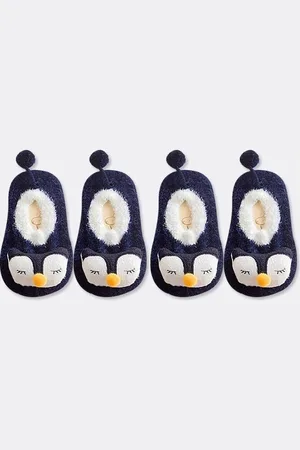 MINIIYOU 2 Paar - Antislip Sloffen - Sokken - Pinguin - 4-12 maanden
