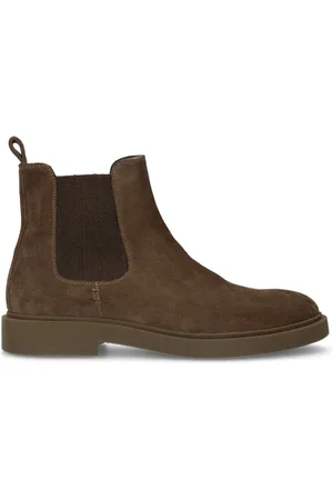 Manfield Heren - Donkerbruine suède chelsea boots