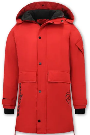 Enos Heren Winterjassen Volwassen - Heren Parka - Gewatteerde Jassen - 9803 - Rode Jas
