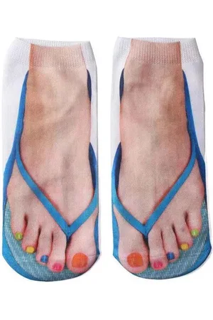 Merkloos Grappige 3 D print sokken, teenslippers