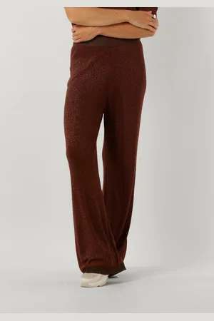 Minus Allie High Waisted Wide Leg Metallic Knit Pant Broeken Dames -