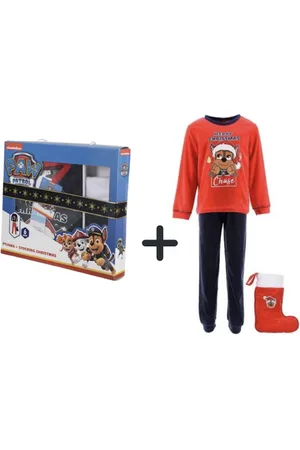 Paw Patrol Nickelodeon - - Cadeauset pyjama met kerstsok (Velours) - maat 116