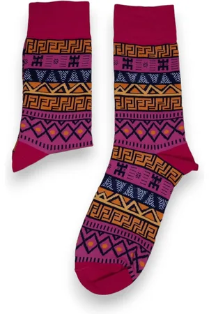 Merkloos Afrikaanse sokken / Afro sokken / Bogolan sokken - Roze - Afrika print kousen / Vrolijke sokken
