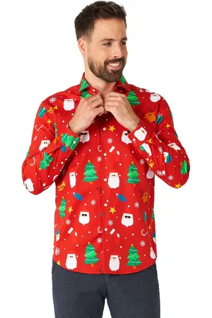 OppoSuits Festivity Red - Heren Kerst Overhemd - Kerst shirt - Fout Kerst Shirt -