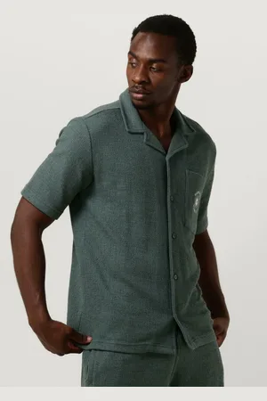 Pure Path Structured Shortsleeve Shirt With Chest Pocket And Embroidery Heren - Vrijetijds blouse -