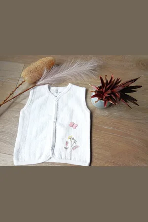 Merkloos KINDERKLEDING BABY MEISJES WARME GILET - 100% KATOEN - DRUK KNOPEN - MAAT 6-9MND